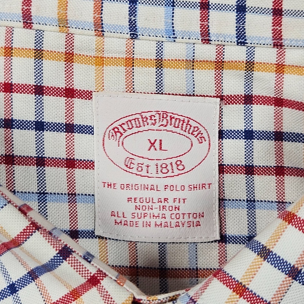 Brooks Brothers‎ Shirt Mens XL Multicolor Check Supima Cotton Button Up Logo - Picture 3 of 10